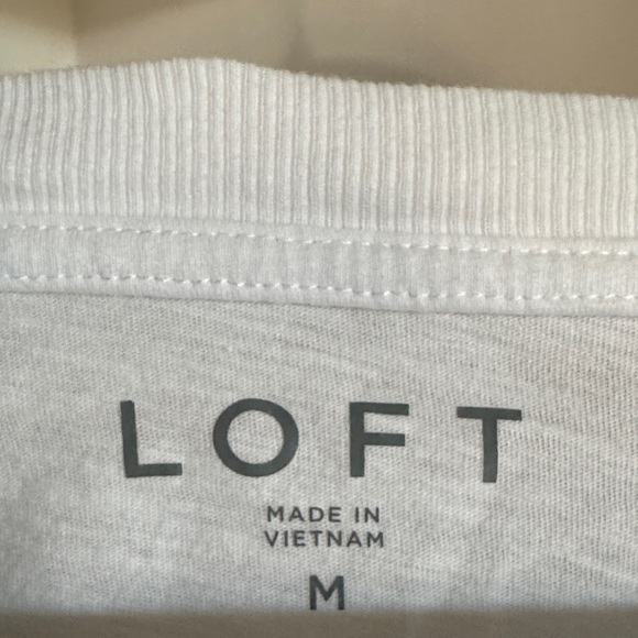 LOFT White Short Sleeve Top with Button Accents - Picture 2 of 4